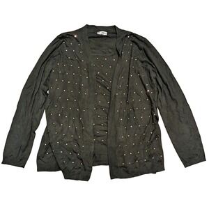 JM Collection Black Embellished Sparkle Cardigan Sweater Open Front Womens XL